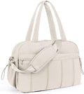 Lightweight Travel Duffle Bag for Women, Quilted Puffy Weekender with Wet Pocket for Gym, Overnight, Personal Item Carry On, Beige