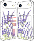 Compatible with iPhone 17 Air Case Card Holder for Women Cute Design,Wallet Phone Cases Transparent Cool Kawaii Protective (Clear Purple Lavender)