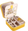 KElofoN Travel jewelry case Travel jewelry box Travel Jewelry Organizer Small Jewelry Organizer Box Gift for Girls Women with Mirror (Yellow)