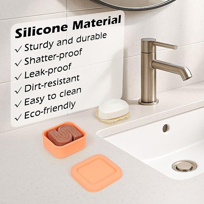 AIDIMMING Shampoo Bar Holder for Travel - 100% Leakproof Portable Soap Case for Shampoo,3.7oz Dove Soap Bar - for Travelers & Gym, Camping, Airplane Essentials (Orange)
