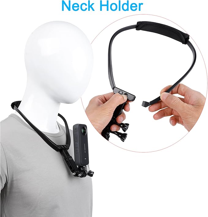 PellKing Accessories Kit for Insta360 X5 X4 ONE X3 X2 X GO 3s RS R, 4in1 Chest Strap Harness/Head Mount/Neck Holder/Backpack Strap Mount for Insta 360 GoPro DJI Action Camera