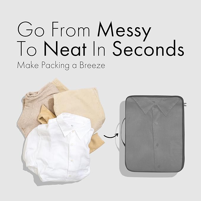(Not Made In China) Packing Cubes For Travel, Luggage and Suitcase Organizer Bags, Carry On and Backpack Space Savers, Lightweight Waterproof Nylon, 8pc Set, Pewter