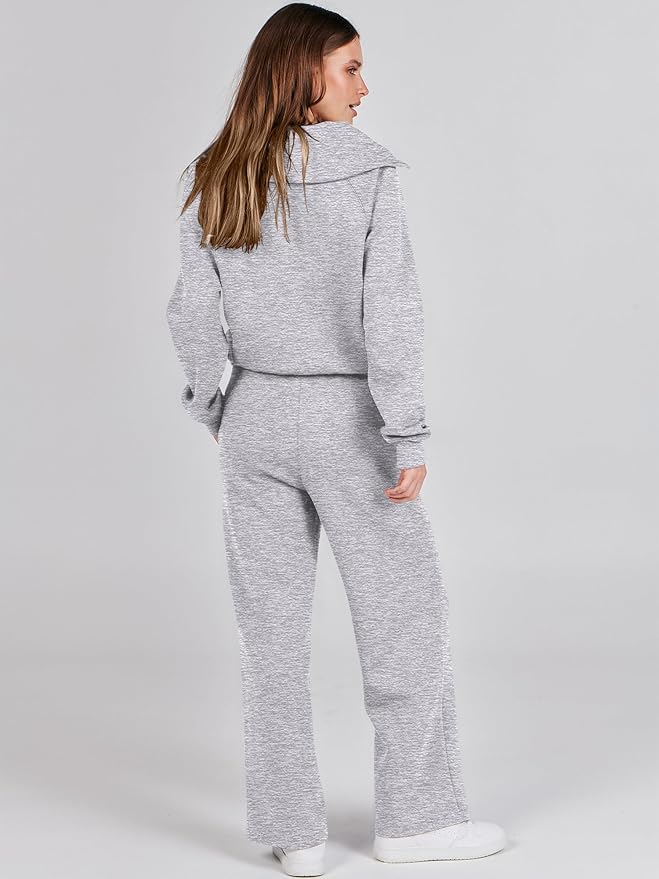 ANRABESS Women 2 Piece Outfits 2025 Fall Fashion Airport Wide Leg Pants Lounge Set Leisure Travel Vacation Clothes Sweatsuits