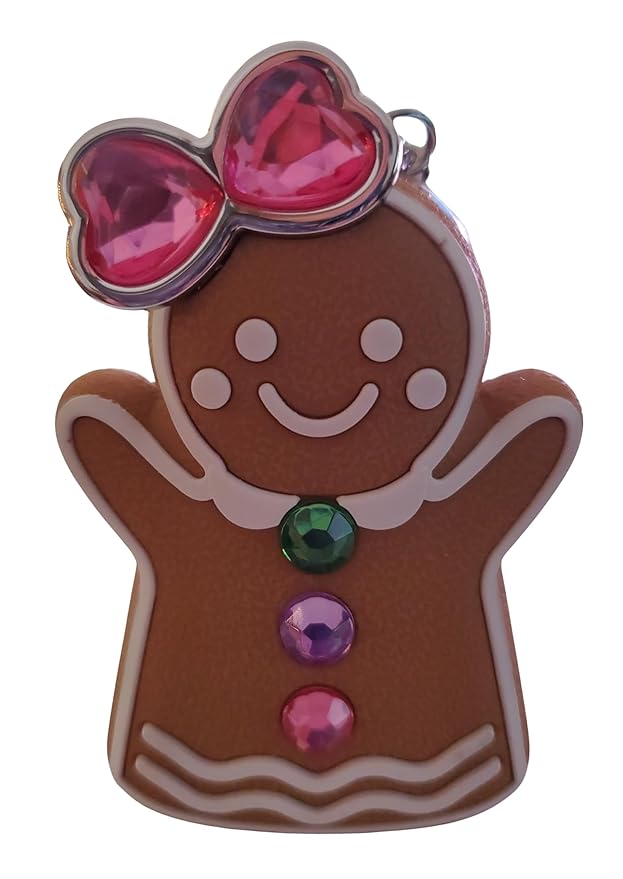 Bath and Body Works Neon Miss Gingerbread with Gemstones and Pink Bow Pocketbac Hand Sanitzer Holder