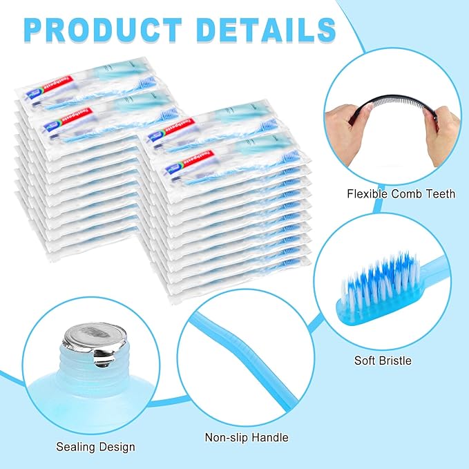 5 Kits Basic Toiletry Kits Homeless Personal Hygiene Kit Bulk Homeless Care Package Supplies Travel Toiletry Kit Homeless Hygiene Kit Bulk for Men Women Charity Toiletry Bag(10-IN-1)