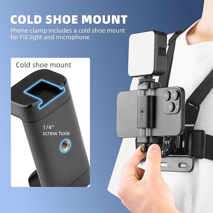 Chest Harness Mount Kit for GoPro, Head Strap Body Mount & Suction Cup Holder for iPhone, for Insta360 X5/X4, for DJI Osmo Action 5/Pocket 3 4/360, for AKASO Camera Recording Vlog Accessories