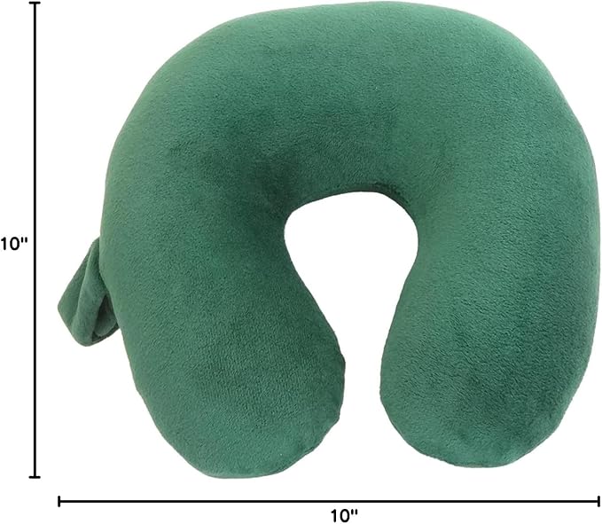 Wolf Essentials Kids Travel Neck Pillow - Cozy Soft Microfiber, Compact Design for Airplane, Car Seat, or Toddler Travel Support – Hunter Green