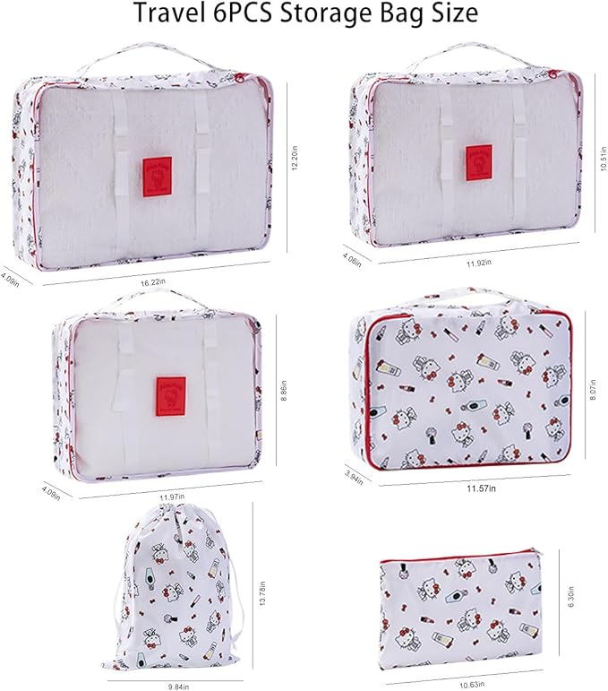 AmBealla 6 Set Travel Organizers for Luggage Compression Packing Cubes Set,Waterproof Cute Twill Travel Organizer Bags Packing Cubes for Clothes,Suitcase for Lady