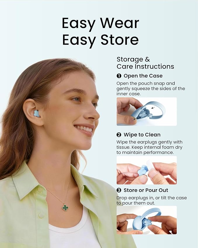 Bloom Ear Plugs for Small Ear Canals – Ultra-Comfy Patented Qufits Tips, Noise Cancelling, Reusable Silicone Earplugs for Sleeping, Study, Travel – Stylish Feminine Design (Cyan)