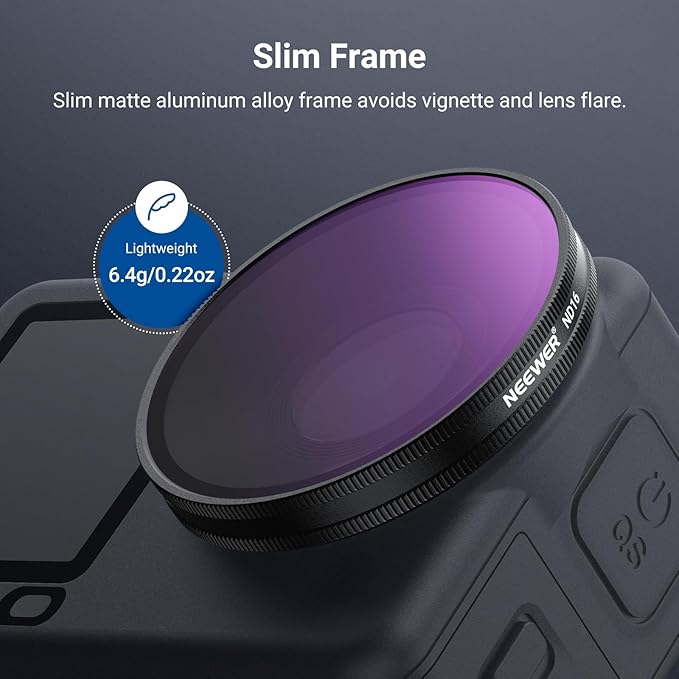 NEEWER CPL + ND Filter Set Compatible with DJI Osmo Action 6 Only, ND8/16/32/64/256 Adjustable Circular Polarizing Filter Lens Polarizer Screw On Multicoated Action Camera Accessories, FL-B109