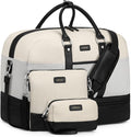 Weekender Bag for Women, Large Overnight Bag Canvas Travel Duffel Bag Carry On Tote with Shoe Compartment 21" 3Pcs Set