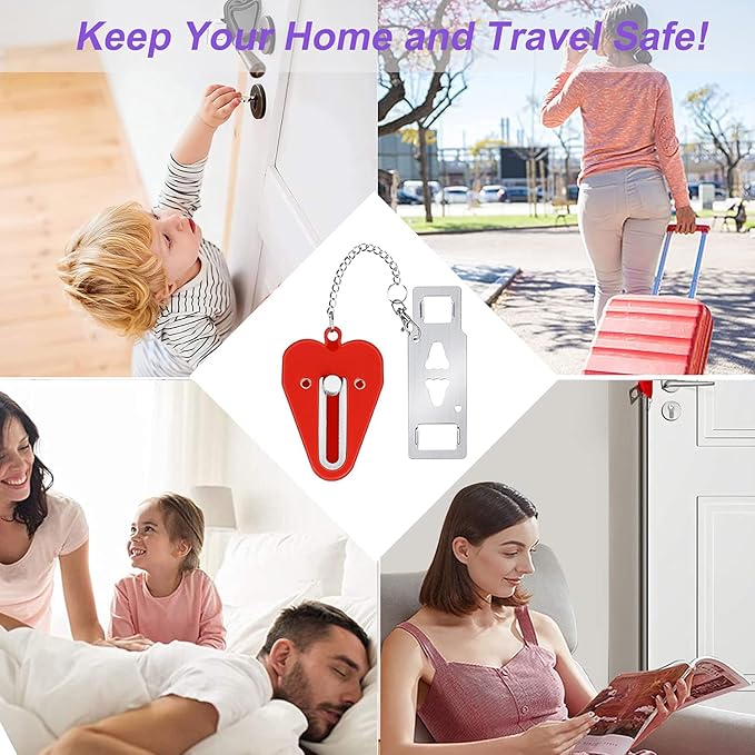 Portable Door Lock Home Security Door Locker Travel Locks for Additional Safety and Privacy Perfect for Apartment Hotel Home College 2 Pack
