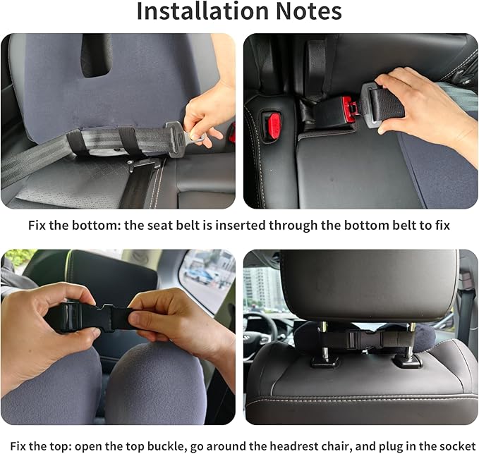 FHSGGP Travel Pillow Car Pillow Kid Car Sleeping The Sleeping Aid for Adults and Kids on Road Trips Sponge Kids Travel Pillow Provides Body and Head Support Gray