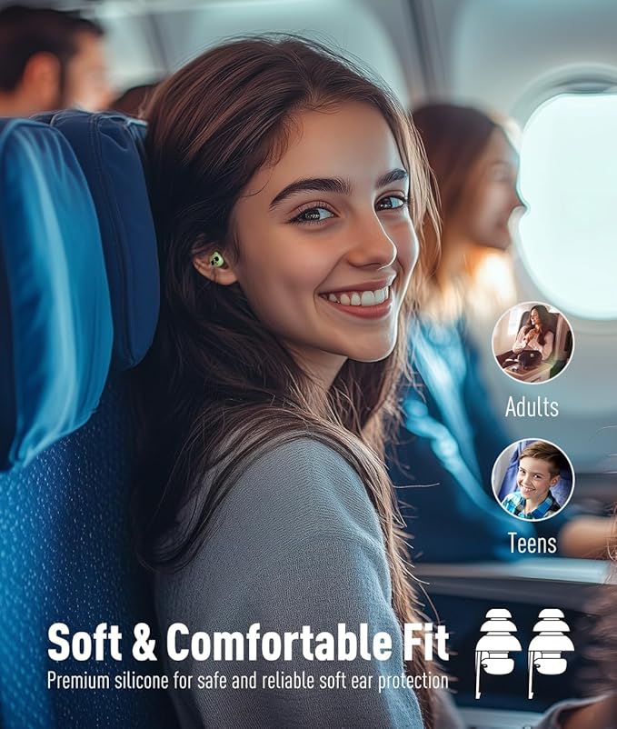 Kids Ear Plugs for Ear Pressure Relief, 2 Pairs Noise Reduction Soft Reusable Ear Plugs for Children, Airplane Travel Essentials for Sleep, Study, Focus, Noise Sensitivity (Mix-L: Cool Lengends)
