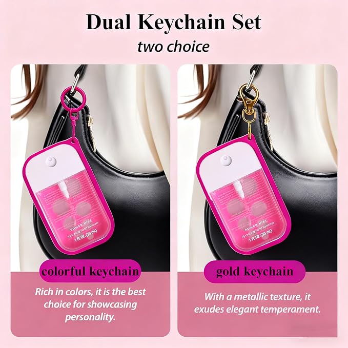Silicone Case for Touchland Hand Sanitizer Spray 1 fl oz,Protective Case with Dual Keychains and Back Hole Design,Portable Hand Sanitizer Holder Keychain for Daily Outings, Travel & More (Rose Red)