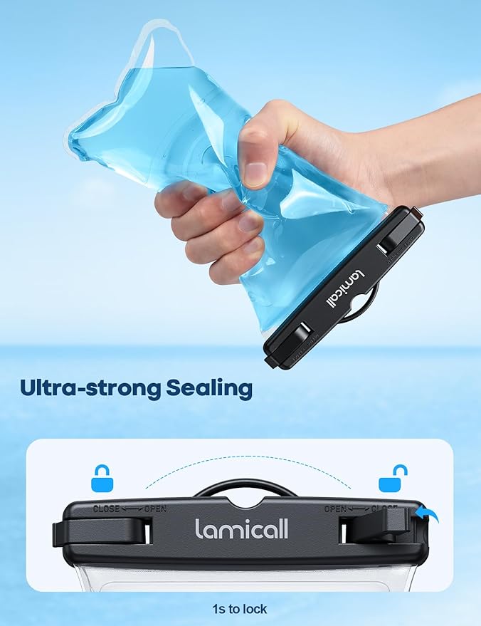 Lamicall 2PCS Waterproof Phone Pouch Floating - [Soft 3D Seamless Design] IPX8 Water Proof Cell Phone Case Gift for Beach, Protector for iPhone, 4-7" Devices, Dry Bag Beach Essentials for Cruise