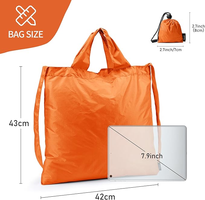 KALIDI Compact Tote Shopping bag Lightweight Foldable Tiny Reusable Grocery Shoulder Bag Crossbody