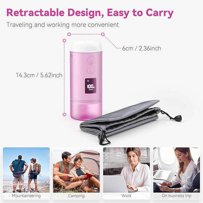 Portable Bidet - 250ml Tank Peri Bottle for Women with 5 Pressure Modes, 8 Replaceable Nozzles and 2000mAh Rechargeable Battery for Travel and Postpartum Use (Purple)