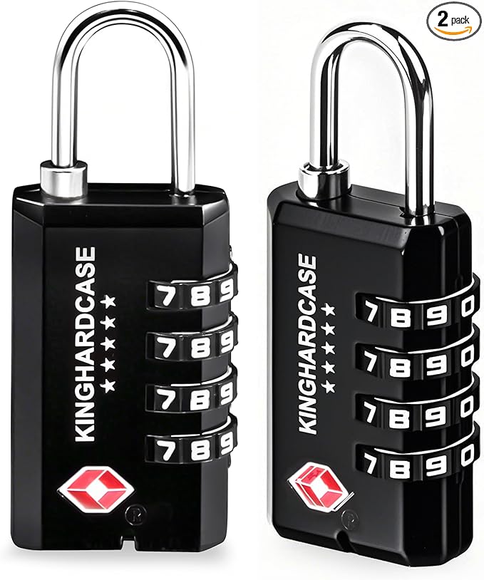 Kinghardcase 2 Pack TSA Approved Gun Locks, 4 Digit Combination Locks for Gun Case, Ammo Box, Rifle Bag, Luggage, Durable Resettable Locks with Locking Hook, Zinc Alloy, Travel Security
