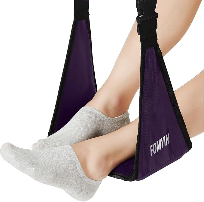 Airplane Footrest with No Feet Clashing Support Design, Portable Travel Foot Hammock to Relax Your Foot, Memory Foam Plane Foot Rest to Relieve Feet Soreness - Long Flights Essentials