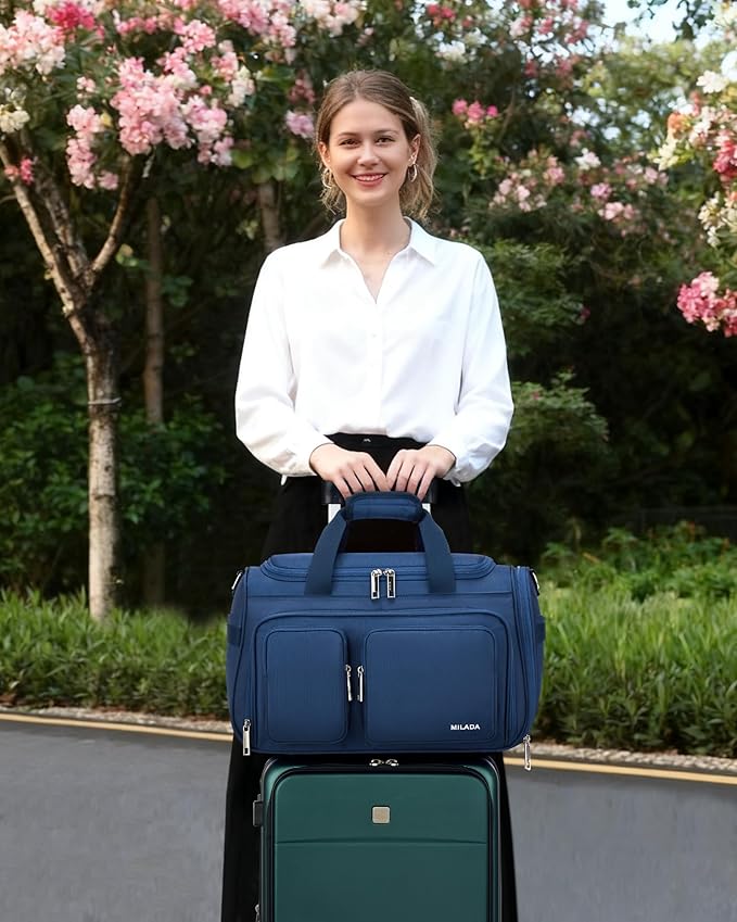 MILADA Underseat Carry On Luggage Bags for Travel Lightweight Foldable Carry On Bags for Airplanes Small Duffle Bag for Men Women TSA Approved Underseat Bag Travel Tote Bags, Blue