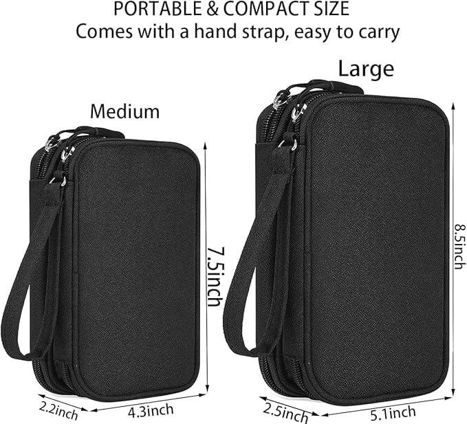 CAAORDKSO Electronics Organizer Travel Case, Charger Organizer Case Pouch, Electronic Accessories Carry Case for Travel Accessories, Cable, Cord, Charger, Phone, Power Bank, Earphone (Black, Large)