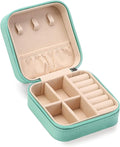 ZPROW Travel Jewelry Case, Mini Portable Jewelry Travel Boxes, Small Jewelry Organizer for Rings, Earrings, Pendants, Watches, Necklaces, Lipsticks Organizer Storage Holder Case (Cyan Blue)