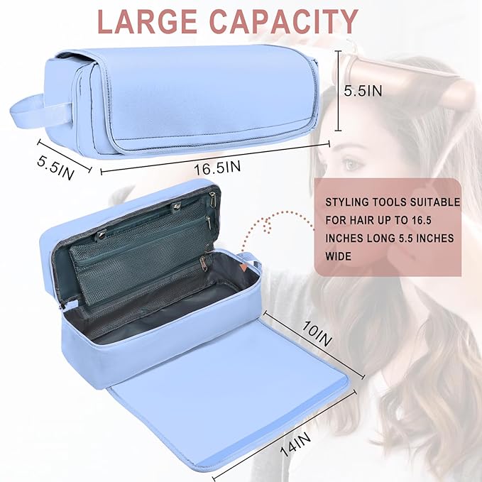 Hair Tools Travel Bag with Heat Resistant Mat Hair Styling Accessories Storage Case for Hair Dryer Flat Iron Straightener Curling Iron Haircare Accessories Travel Essentials for Women