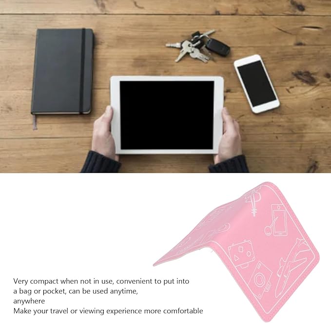 Airplane Phone Holder, Flexible Flight Cell Phone Holder and Flexible Tablet Stand Airplane Travel Essential Accessories for Most Smartphones, Tablets(Pink)