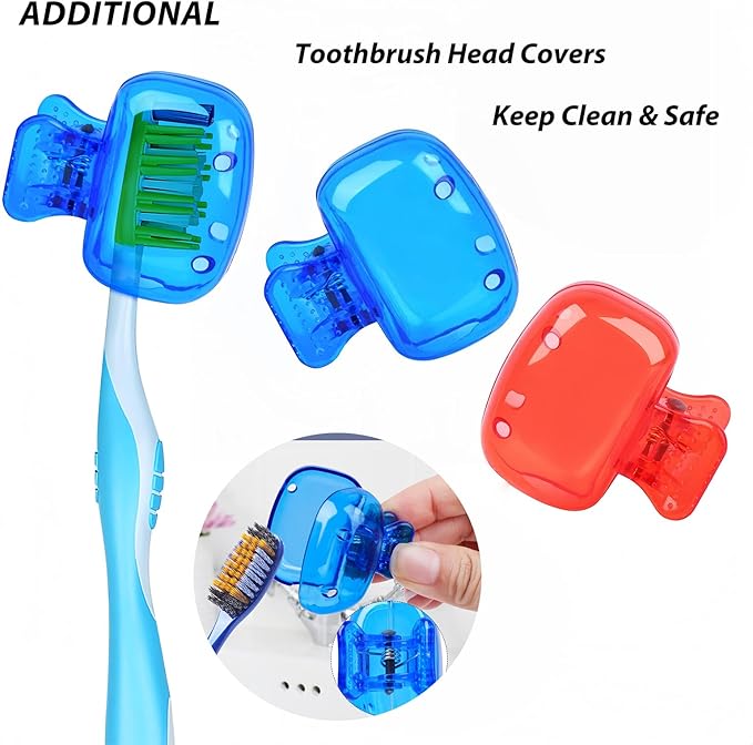 Toothbrush Travel Case, Travel Toothbrush Holder with Toothbrush Head Cover Cap for Travel, Business Trip, School, Camping, Home (Silver)