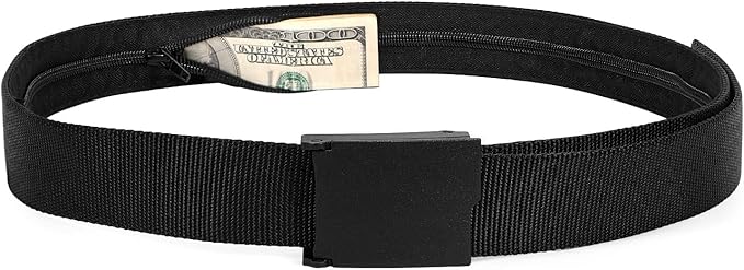 SUOSDEY Travel Money Belt, Nylon Hidden Money Pocket Belt with Plastic Buckle