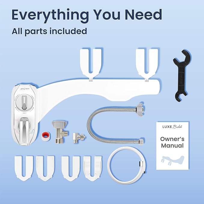 LUXE Bidet NEO 320 Plus - Warm Water, Dual Nozzle, Non-Electric Bidet Attachment for Toilet Seat, Patented Slide-In Install, 360° Self-Clean, EZ-Lift to Clean, Feminine & Rear Wash (Chrome)
