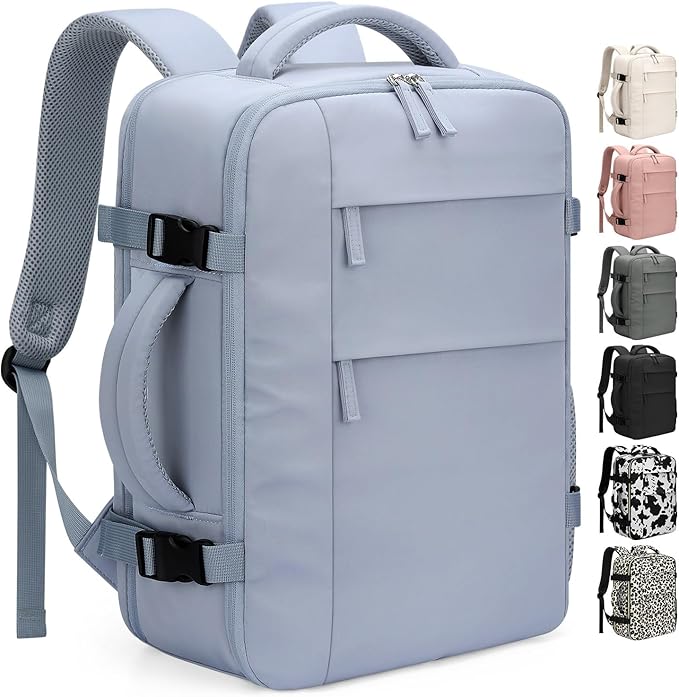 Pritent Travel Backpack for Women Man, Waterproof Personal Item Travel Bag Airline Approved Laptop Backpack Bookbag Weekender bags for Business,Travel, Work Fits 15.6 inch Laptop(Medium,Blue)
