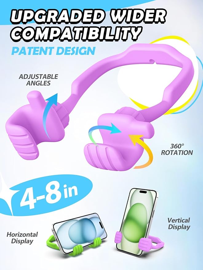 Gifts for Mothers Day Mom Wife Adults Cell Phone Stand - 2 Pack Thumbs Up Lazy Phone Holder for Desk Birthday Gifts for Kids Adults Women Men Stocking Stuffers (Bright Purple & Avocado Green, 2)
