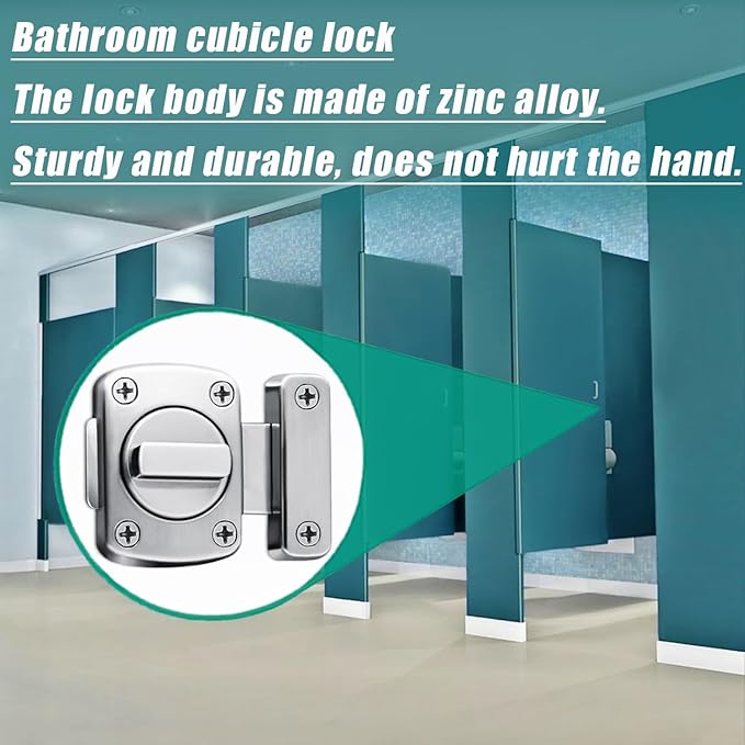 Bathroom Stall Door Latch Inner Door Reinforcement Lock,Zinc Alloy Bathroom Gate Door Latch,Inner Door Anti-Prying French Door Locks,Slide Locks for Inside Door,Night Latches