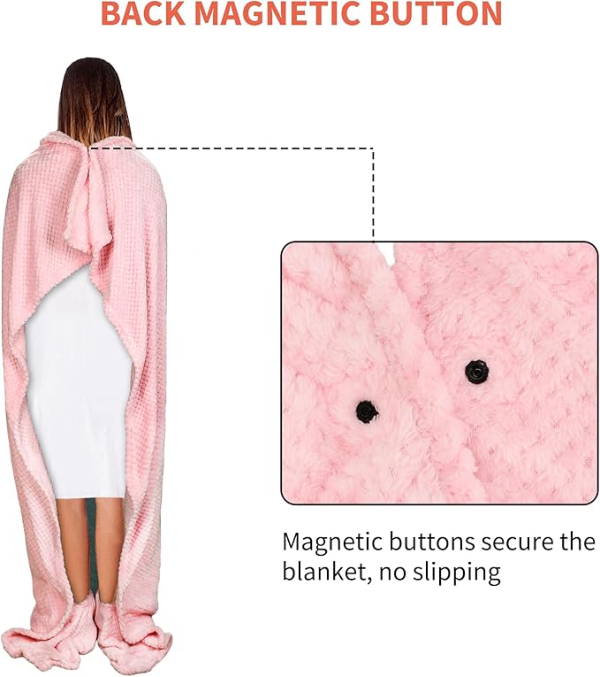 Tirrinia Travel Blanket Compact with Bag, Soft Lightweight Wearable Blanket with Foot Pockets, Airplane Travel Essential Gift