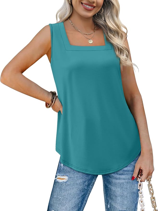 WIHOLL Women's Square Neck Tank Top