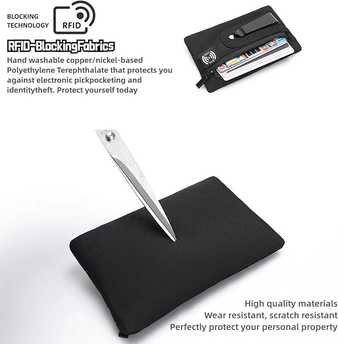 RFID Hidden Clip Stash Money Belt - Ultra Thin Anti-Theft Travel Pouch with Credit Card Slots for Women/Men, Perfect for International Travel, Daily Commute & Outdoor Activities (Khaki)