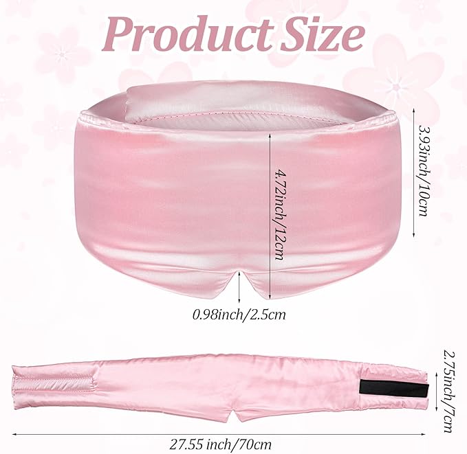 ElevateTech Silk Sleep Mask for Women Men, Soft Eye Mask for Side Sleepers Large Blackout Sleeping Masks with Adjustable Band Silk Eye Cover for Sleeping Travel Yoga Nap, Pink