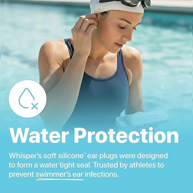 Whisper Ear Plugs (28 pcs) | Soft Silicone | Reusable Silicone Ear Plugs for Swimming, Sleep, Travel, Noise & Snoring | Moldable Comfort Fit Wax Earplugs for Sleep | Waterproof Swim Ear Plugs Adults