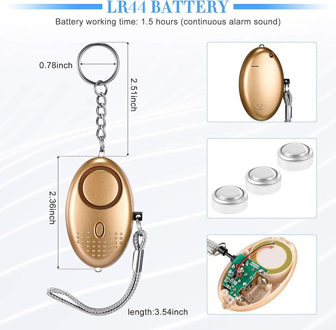 Konohan 12-Piece Personal Alarm Set, Emergency LED Light Keychain Alarms in 6 Colors for Women & Men