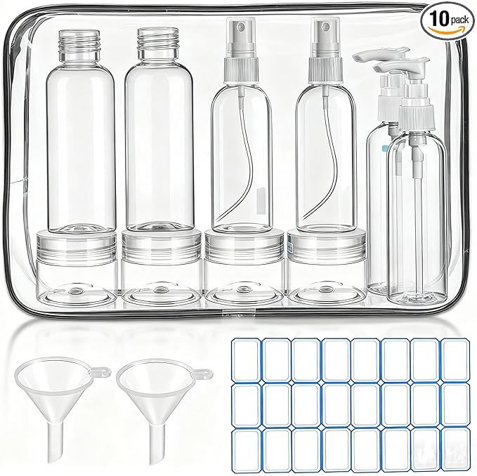 DTDNZKN 14 Pack Travel Bottles for Toiletries - TSA Approved Leak-Proof Squeezable Containers for Shampoo, Conditioner, Lotion, and Body Wash - Convenient and Practical Travel Accessories