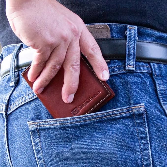 ID Stronghold Waltlet - RFID Blocking Bifold Wallet for Men with Magnetic Clasp - Red