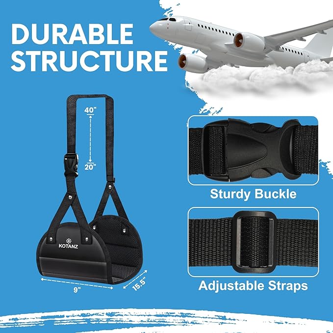 Adjustable Foot Hammock for Plane Travel – Airplane Foot Rest for Long Flight – Leg Hammock for Long Travel, Desk Leg Foot Hammock for Office - Airplane Essentials Accessories