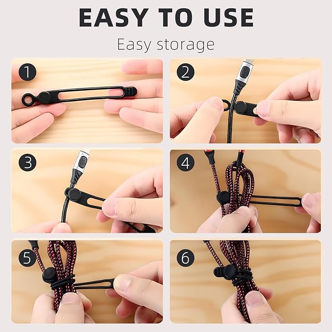 Data Cable Organizer, 2025 New Elastic Silicone Cable Straps Cord Organizer, Reusable Cable Ties Wire Organizer for Bundling and Fastening Earphone, Phone Charger (18 Pcs)