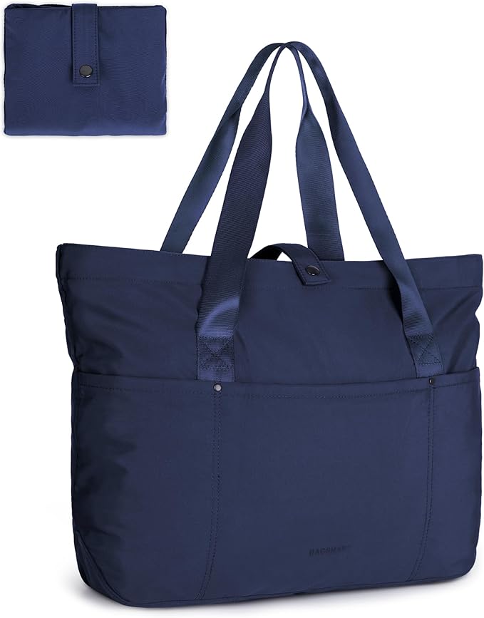BAGSMART Tote Bag for Women, Foldable Tote Bag With Zipper Travel Large Shoulder Bag Handbag for Work