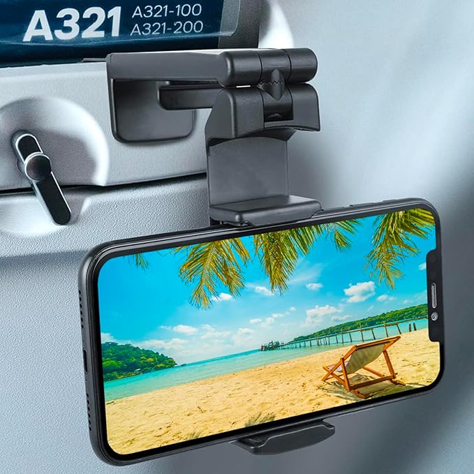 Wicked Chili 1x Airplane in Flight Phone Holder | Travel Essential Gadget for Plane | Universal Foldable Pocket Size Smartphone Mount | 360° Rotation | Train Work Monitor Kitchen & Video (Patented)