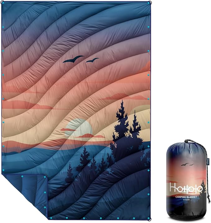 Camping Blanket,Lightweight Puffy Printed Camping Blanket Packable Outdoor Blanket for Camping,Traveling, Stadium, Hiking, Picnics