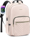 LOVEVOOK Laptop Backpack for Women 18.4 inch,Cute Womens Travel Backpack Purse,Professional Laptop Computer Bag,Waterproof Work Business College Teacher Bags Carry on Backpack with USB Port,Nude
