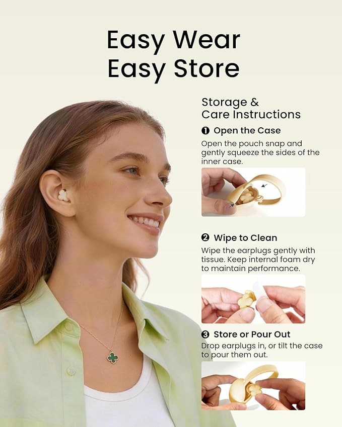 Bloom Ear Plugs for Small Ear Canals – Ultra-Comfy Patented Qufits Tips, Noise Cancelling, Reusable Silicone Earplugs for Sleeping, Study, Travel – Stylish Feminine Design (Lemon)
